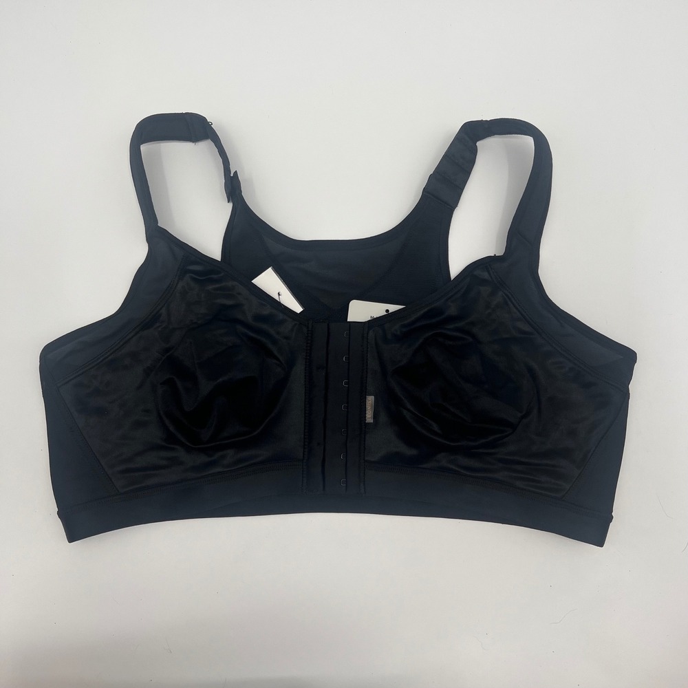 Leonisa Unlined Wireless Posture Corrector Bra Black 40 011473C Front Closure
